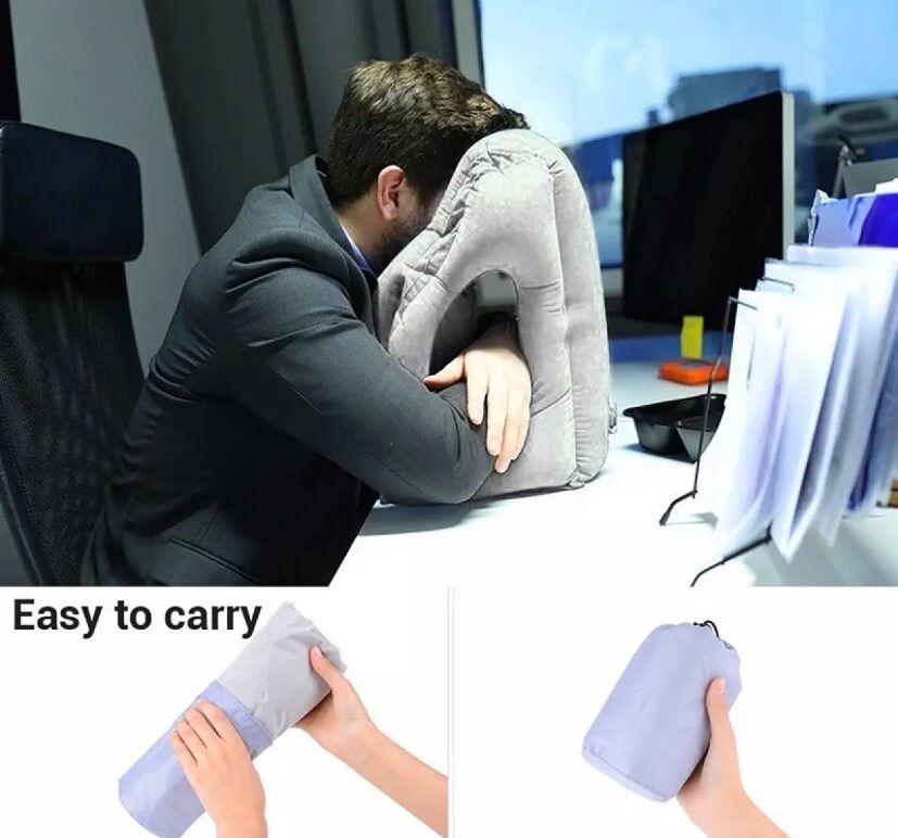 Multifunction Inflatable Air Travel Pillow Airplane Office Desk Nap Pillow