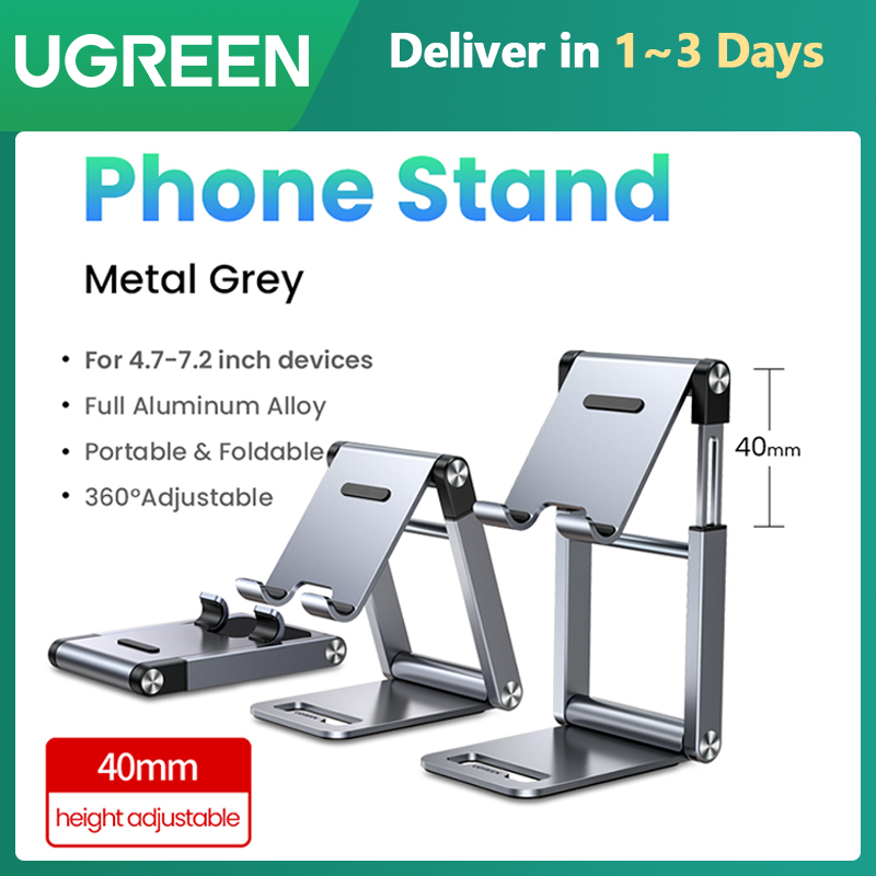 UGREEN Cell Phone Stand Desk Liftable Adjustable Aluminum Mobile Phone Holder Compatible for iPhone 14 13 12 Pro Max, iPhone 11 X SE XS XR 8 Plus 6 7 6S Samsung Galaxy Note20 S22 S21 S9 S8 S7 Smartpho