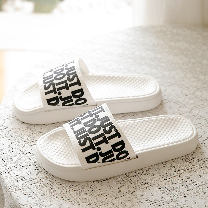 INS Sandals Women's Summer Home Non-Slip Deodorant Trendy New All-Match Letter Couple Slippers Thick Bottom Outer Wear