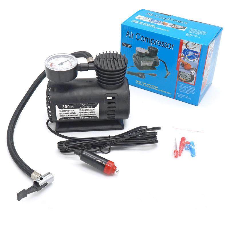 1x Universal Black Mini 12V 300PSI Electric Car Inflatable Pump Portable Air Compress Tire Inflator Pumping