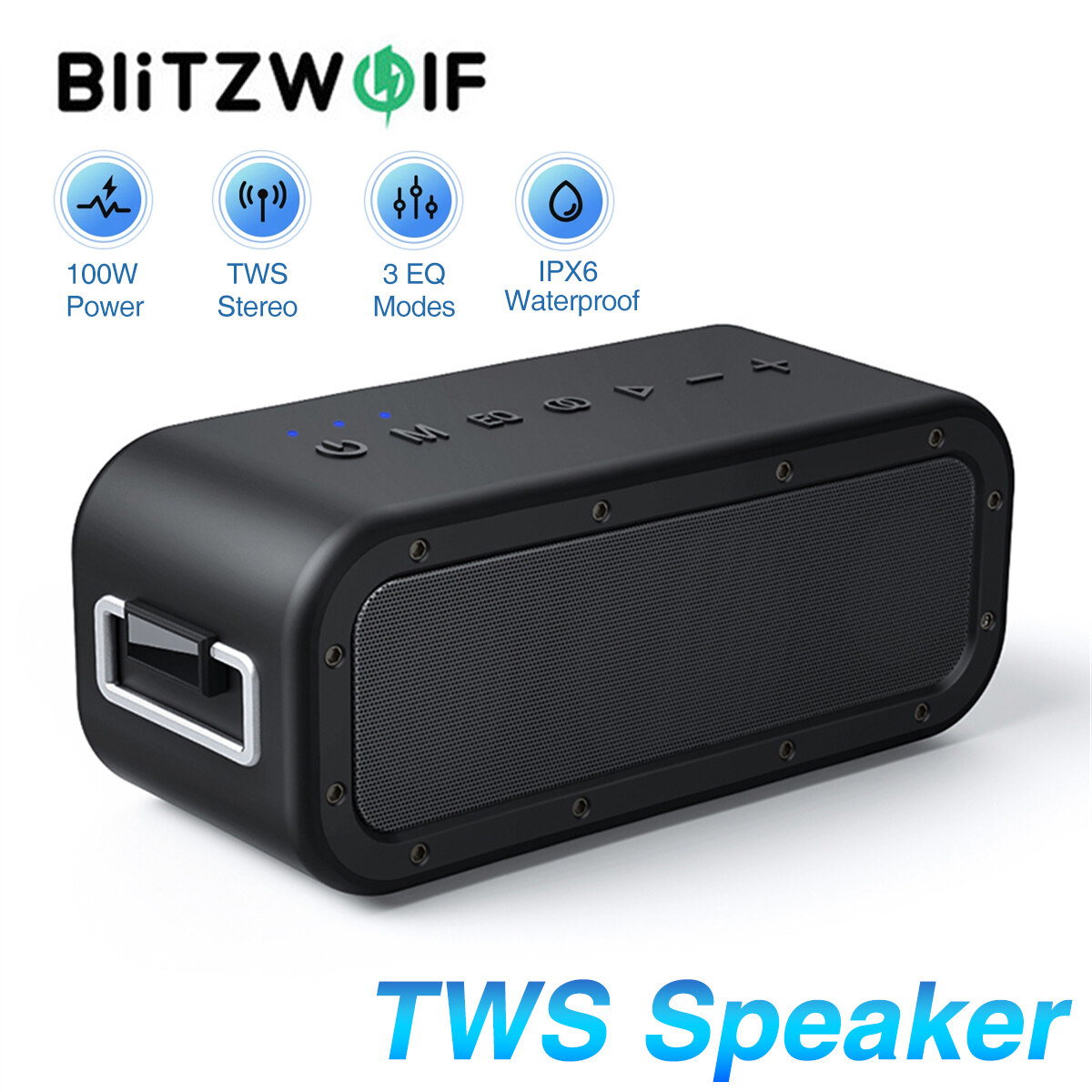 BlitzWolf BW-WA5 100W Wireless Speaker Bluetooth Triple Driver TWS Stereo IPX6 Waterproof Portable Outdoor Speaker