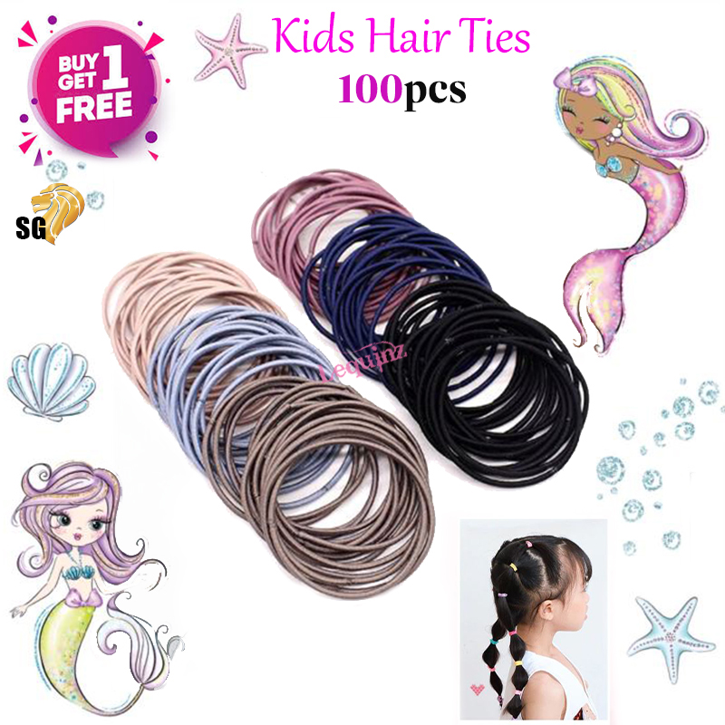 {SG} LEQUINZ 1 FREE 1 100PCS/Pack Elastic Hair Rubber band Hair Ties Accessories