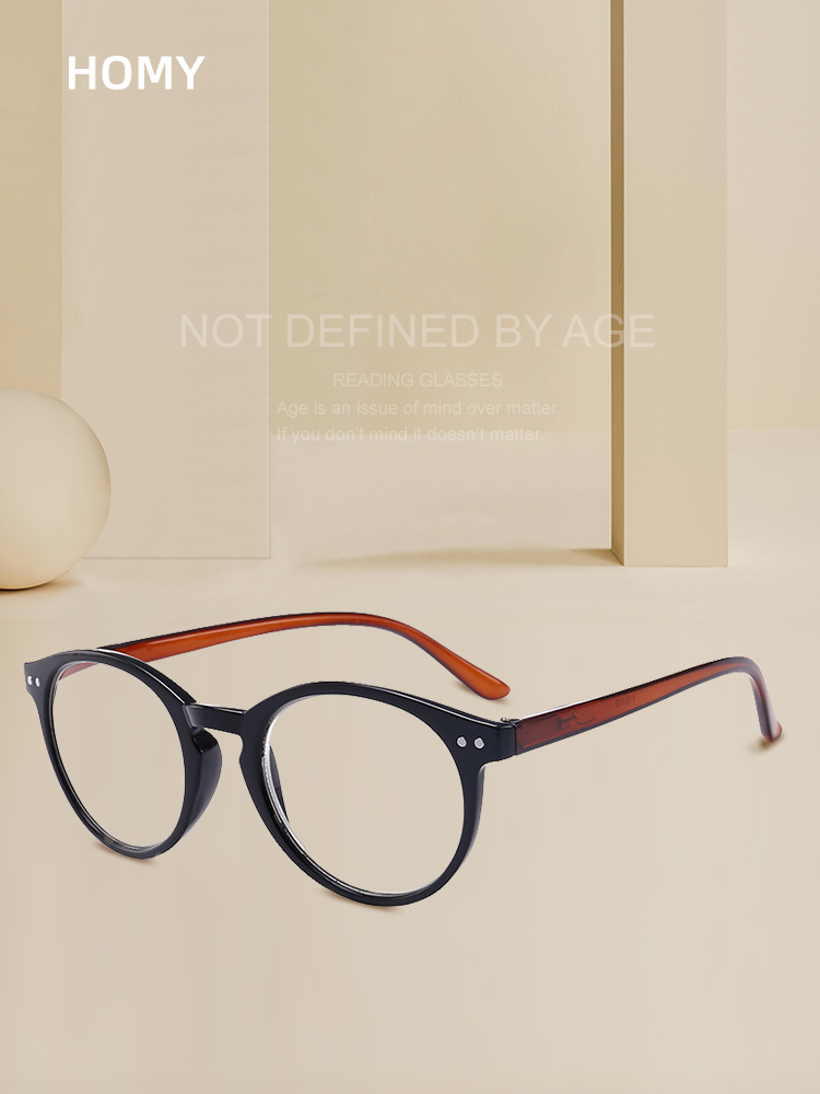 [SG Seller](Gift for parents)HOMY Presbyopia Eyeglasses Fashion Wild Classic Model Ultra Light Reading Glasses Unisex Portable  High Quality(HM9010T)Brown/Red +100(+1.0)+150(+1.5)+200(+2.0)+250(2.5)+3