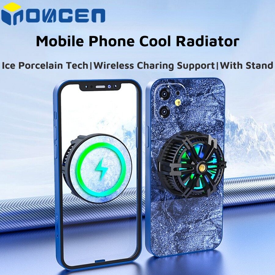 INOVAGEN Magnetic Phone Cooler With Phone Stand&Wireless Charging/Phone Radiator For Gaming PUBG Heat Dissipation MagSafe Support,15W QC/PD Fast Charging