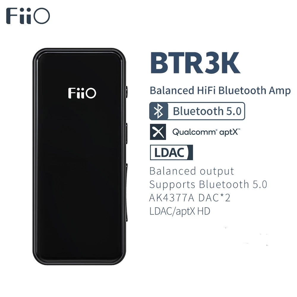 Fiio BTR3K AK4377A *2 Balanced Bluetooth 5.0 Amp USB DAC,support LDAC/aptX HD lossless HiFi Codecs,Hands-free Calling,2.5/3.5mm
