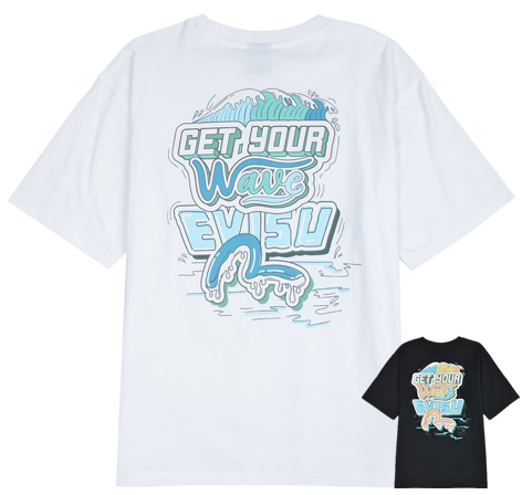 [EVISU KOREA ] 100％ Authentic Wave Illustration Loose Fit T-Shirt