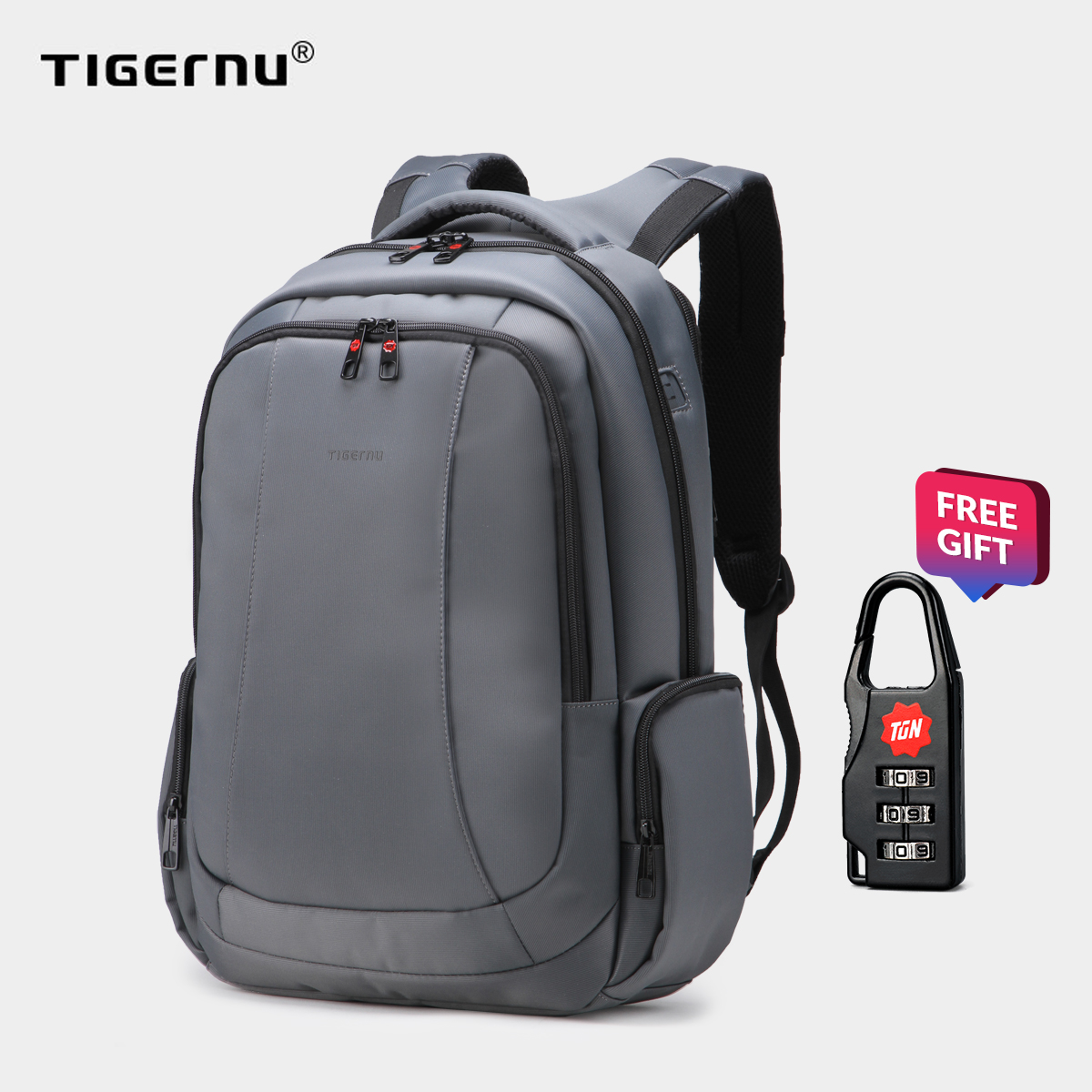 Tigernu for 17 Inch Laptop Nylon Waterproof Men Women Travel Business BackpackT-B3143(Dark grey)