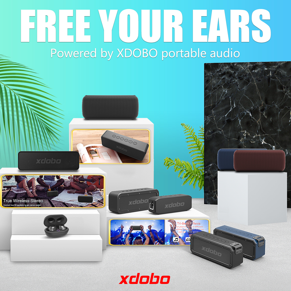 XDOBO Official store X8-ii high configuration 60W bass Bluetooth speaker Bluetooth 5.0 audio waterproof subwoofer can be connected in series