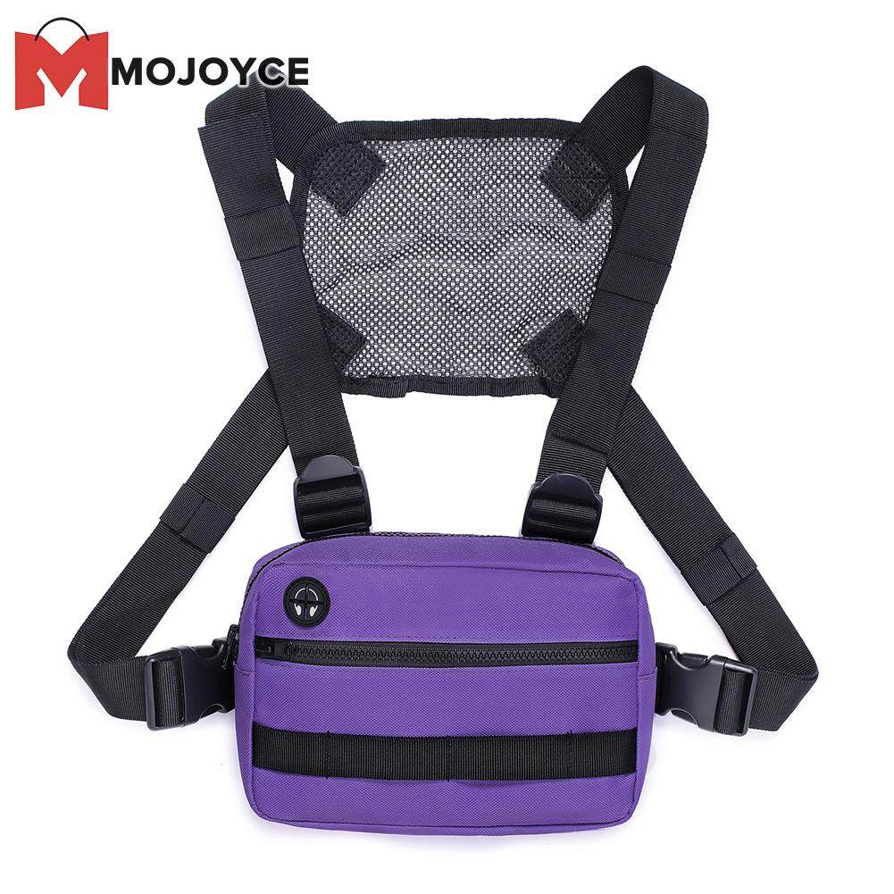 MOJOYCE Multifunctional Hip Hop Chest Bag for Women Men with Strap Travel Running Bags