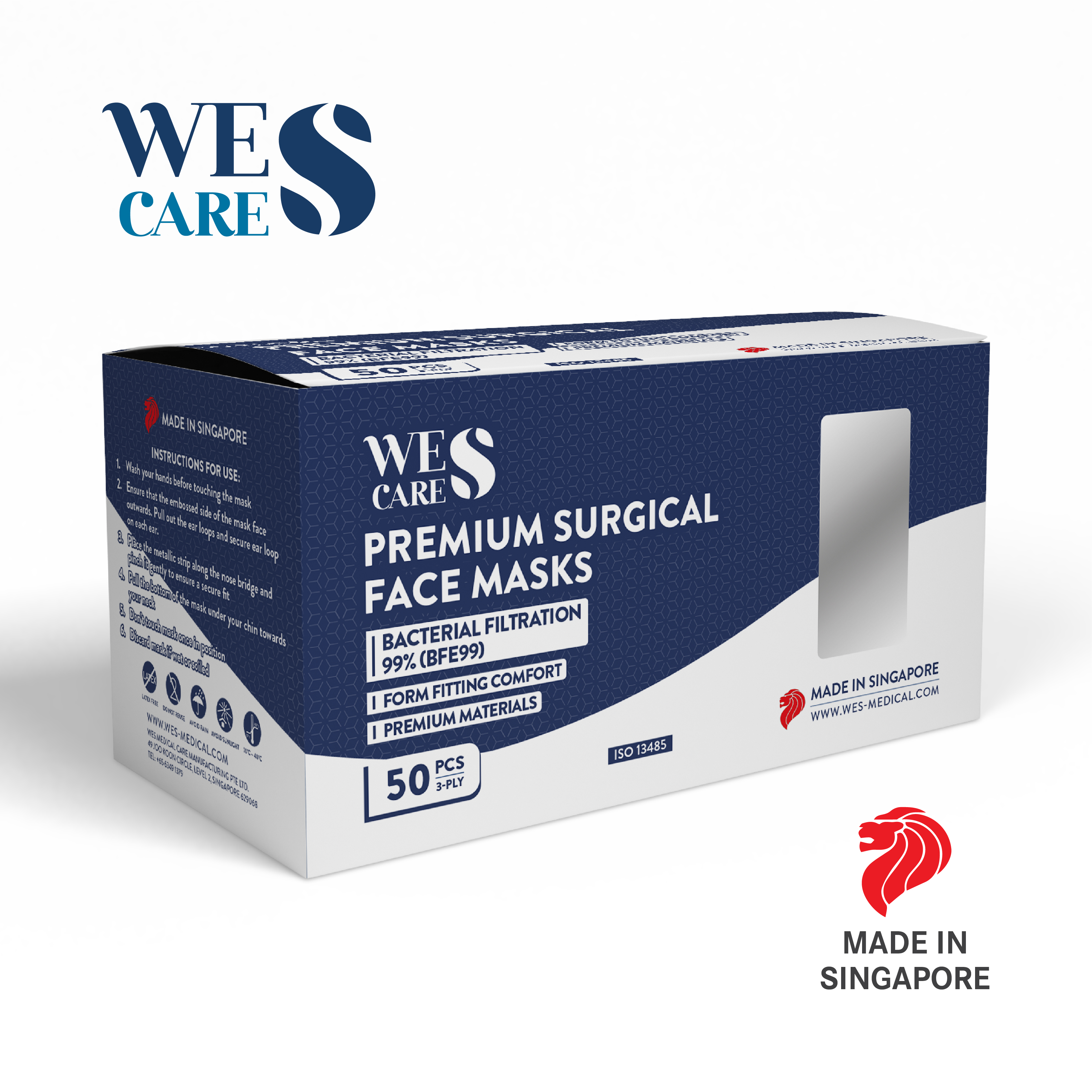 [100PC] Made In SG 3Ply Premium Surgical 3 SIZES Face Mask Feather Edition Lily White BFE 99.9%  FDA CE TGA HSA registered manufacturer