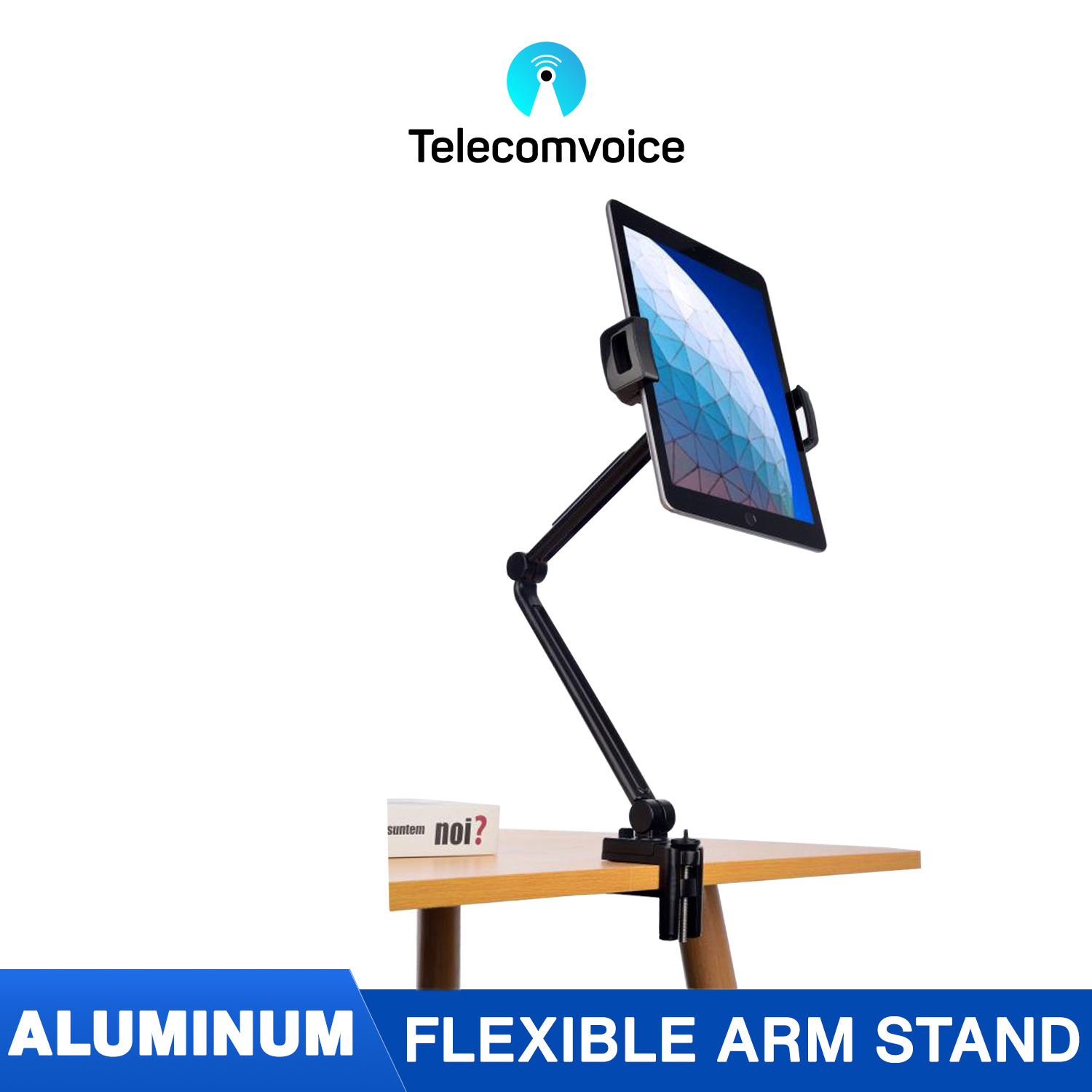 Energsolo Long Lazy Arm 360° Aluminum Adjustable Mobile Tablet Phone Holder ( 4 - 12.9 devices tablets ) Clamp Mount Table Stand