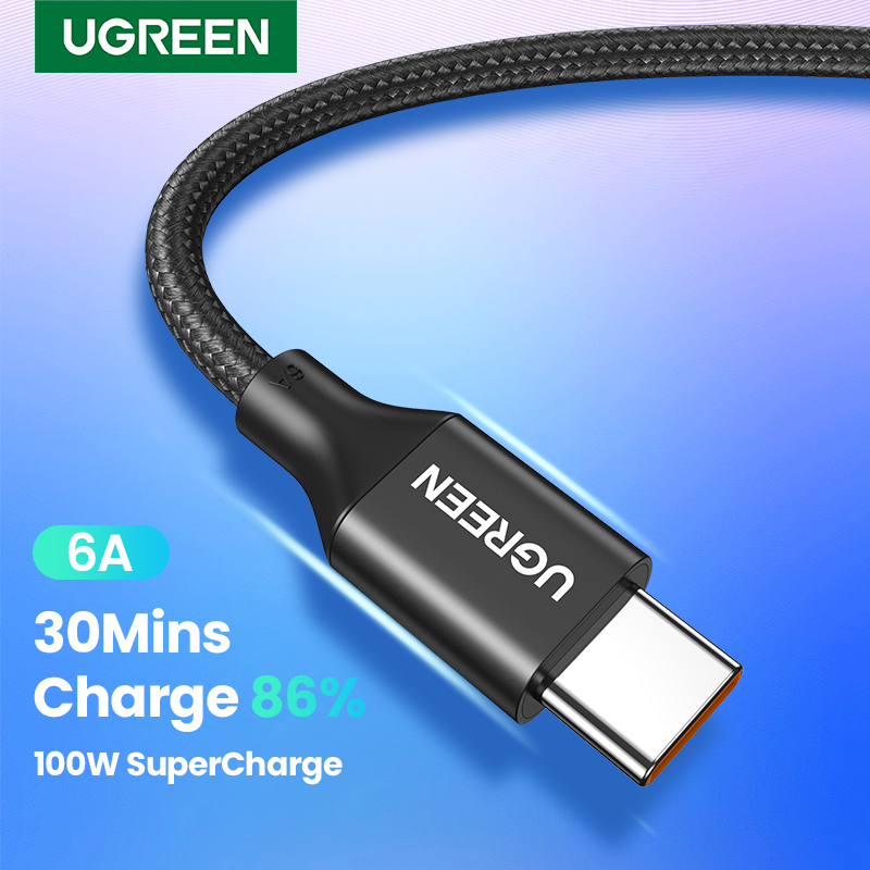【Only for Huawei】UGREEN 6A USB Type C Supercharge Cable for Huawei P40 P30 Pro /P20 /Mate10/20 Pro /Honor V10 USB 2.0 Fast Charging USB C Data Super Charge Cable for Huawei Mate 10 P9 Huawei P20/ P20 