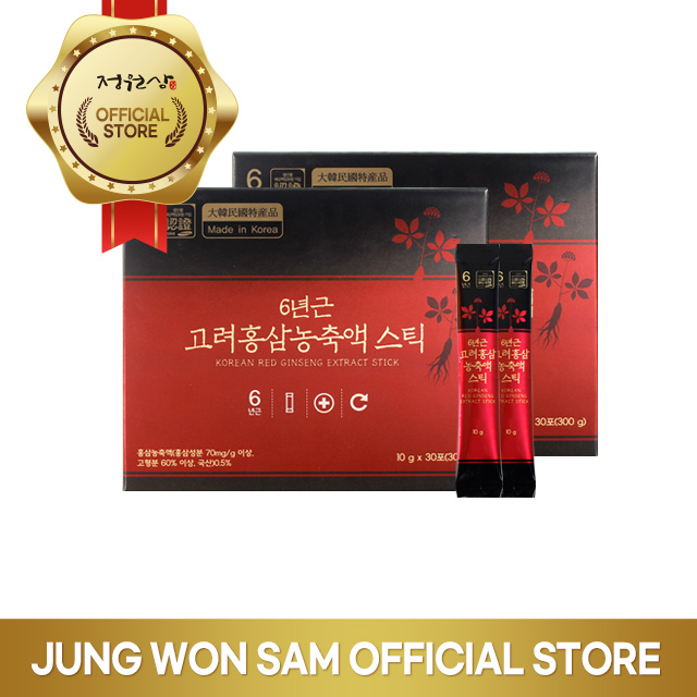 [BUY 1 FREE 1] JUNGWONSAM Korean 6 years red ginseng extract stick Korean Health Food Extract Evertime Improving Immunity (10gx30sticks)X2