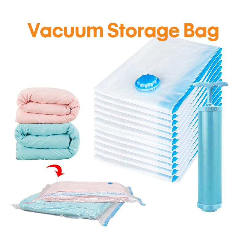 Vacuum Bag 5Pcs/set Transparent Clothes Quilt Seal Compression Storage Bag Resealable Luggage Vacuum Storage Bags Travel Household Storage Sack