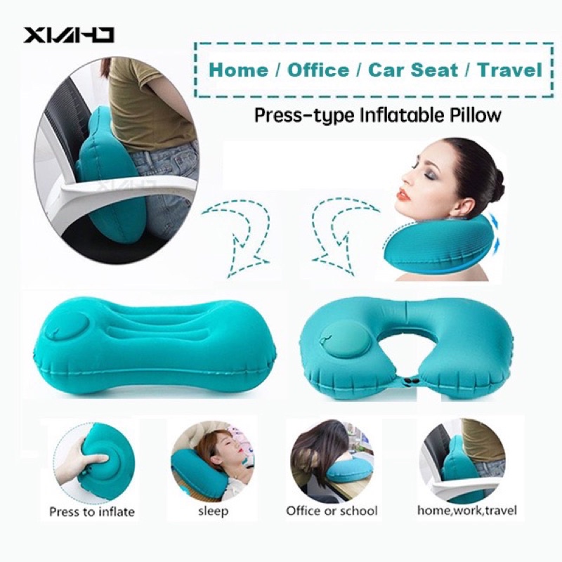 Press the inflatable waist pillow U outdoor travel and Rest car headrest folding plane travel office students nap artif