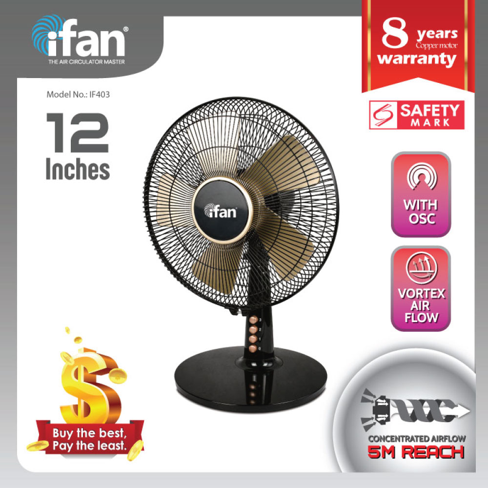 iFan Table fan, Desk fan 12 inch with Air Circulator (IF403)