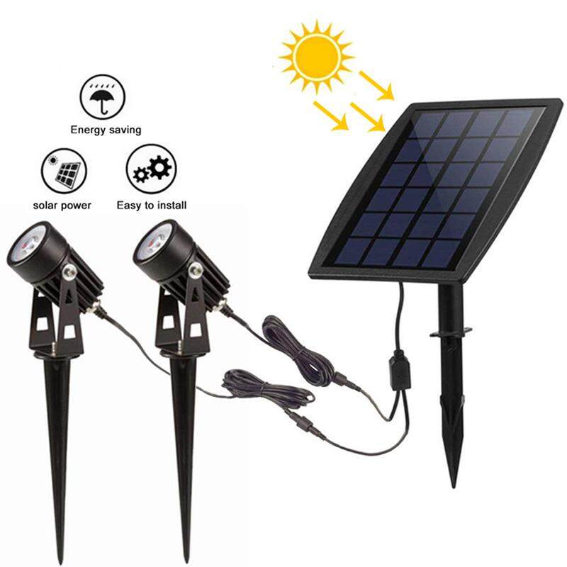 TOPPO LED Landscape Solar Spot Lights Waterproof Outdoor Solar Spotlight for Backyard Driveway Patio Gardens Lawn,Dusk To Dawn Auto on Off - White Light