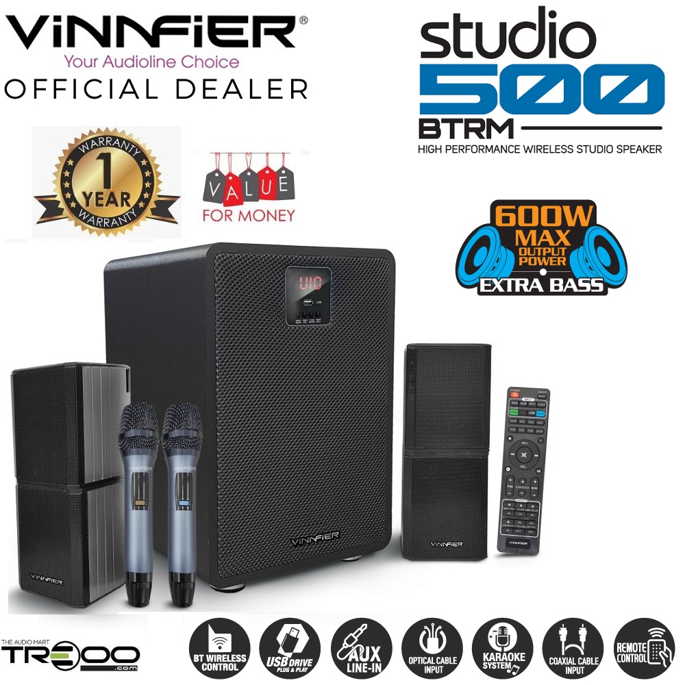 Vinnfier Studio 500 BTRM Wireless Bluetooth 2.1 Satellite Karaoke Speaker System