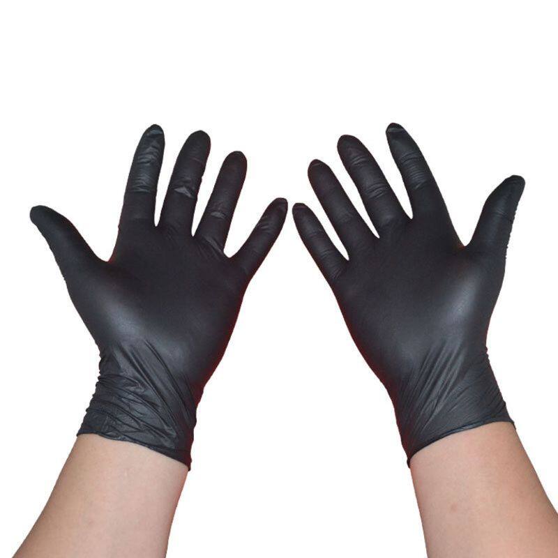 Audio Gool 100pcs Waterproof Allergy Nitrile Cleaning Gloves Rip Resistant Free Disposable Black Laboratory Work Safety Gloves
