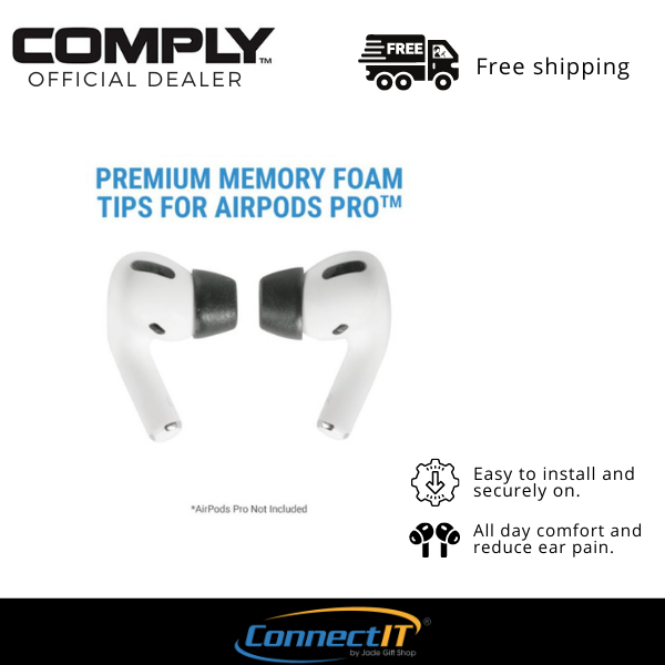 Comply Premium Airpods Pro Foam Tips for All Day Comfort and Reduce Ear Pain. (3 Pairs, M Size)