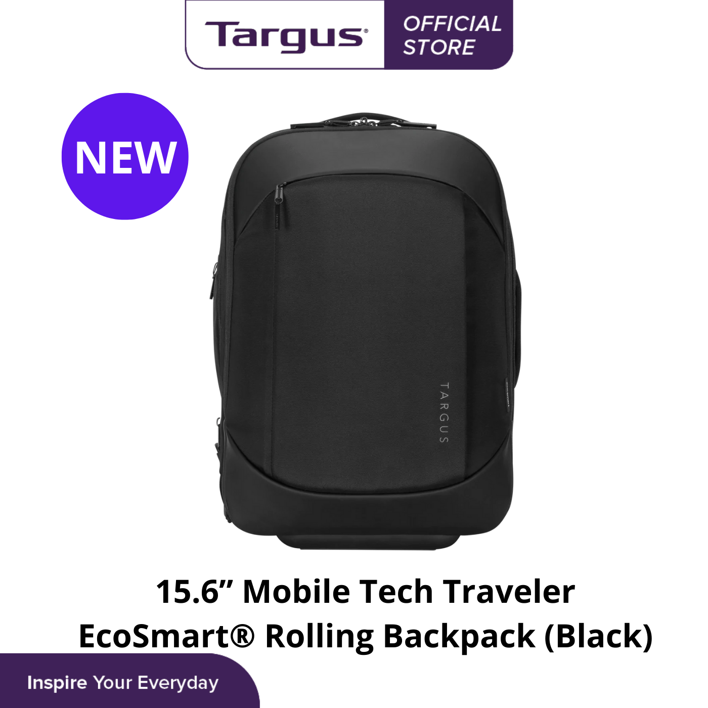 Targus 15.6” Mobile Tech Traveler EcoSmart® Rolling Backpack (Black) - TBR040GL