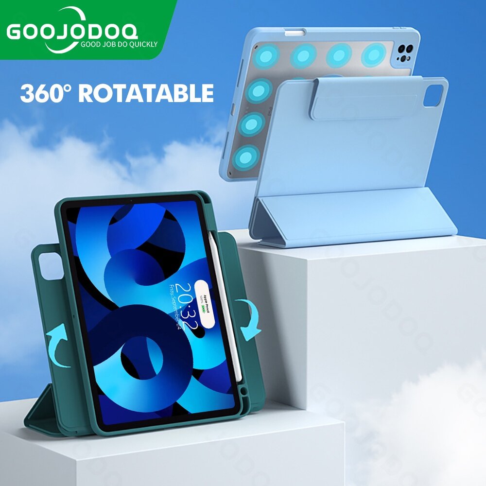 GOOJODOQ iPad Case For iPad Air 5 Air 4 Case for iPad Pro 11 Case 2021 2020 2018 for iPad 10.2 7th 8th 9th generation Case 360° Horizontal/Vertical Cover