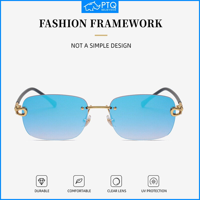 PTQ Shades for Men 2022 New Sun Glasses Women's Rimless Anti-UV Sunglasses Fashion Anti-blue Light Glasses