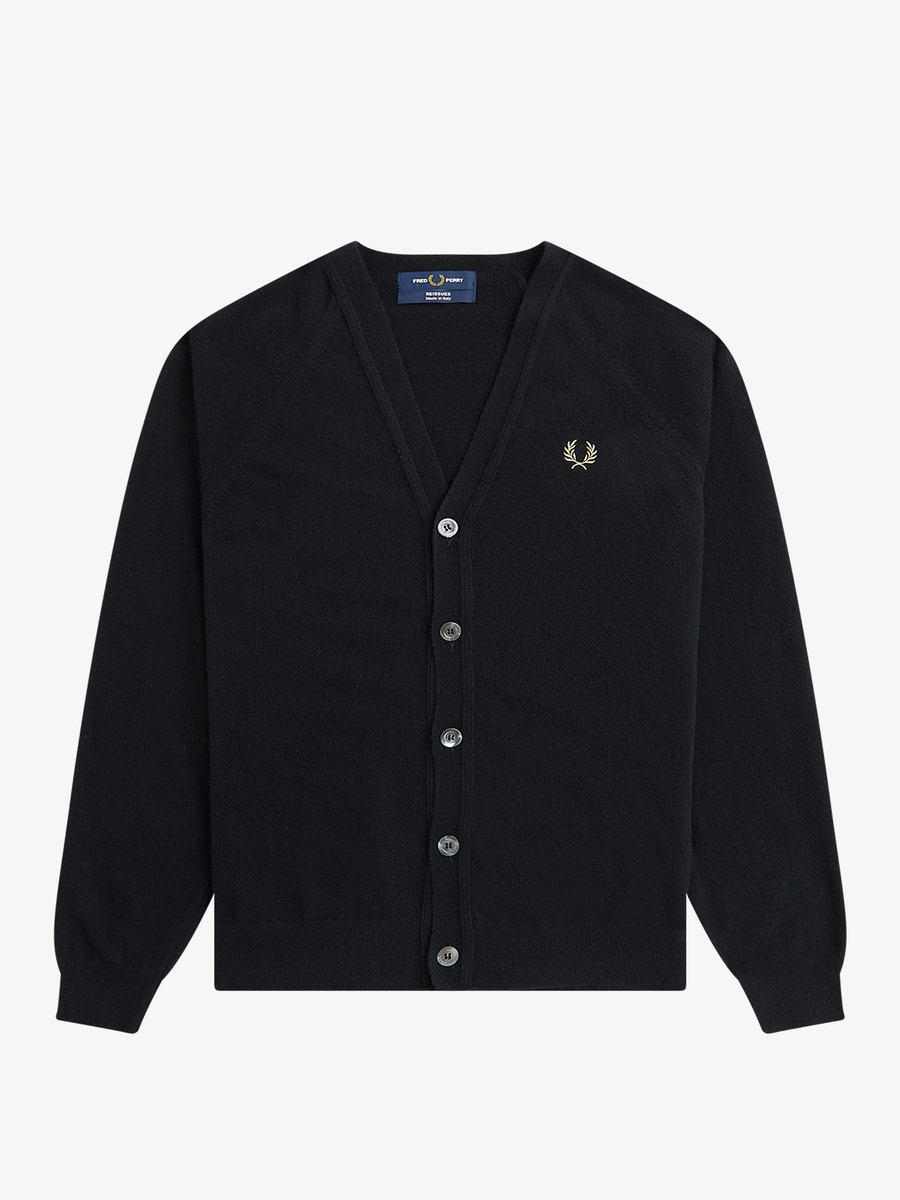 Fred Perry K7316 Lambswool Cardigan (Black)