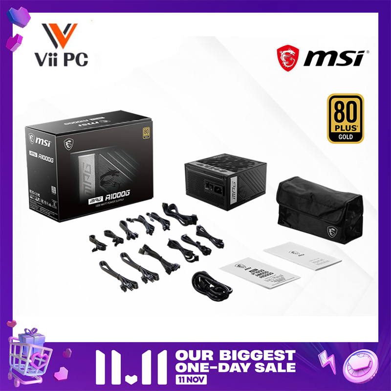 MSI MPG A1000G 1000W/80Plus Gold/Full Modular/Flat Cables/100% Jap Capacitors, power supply