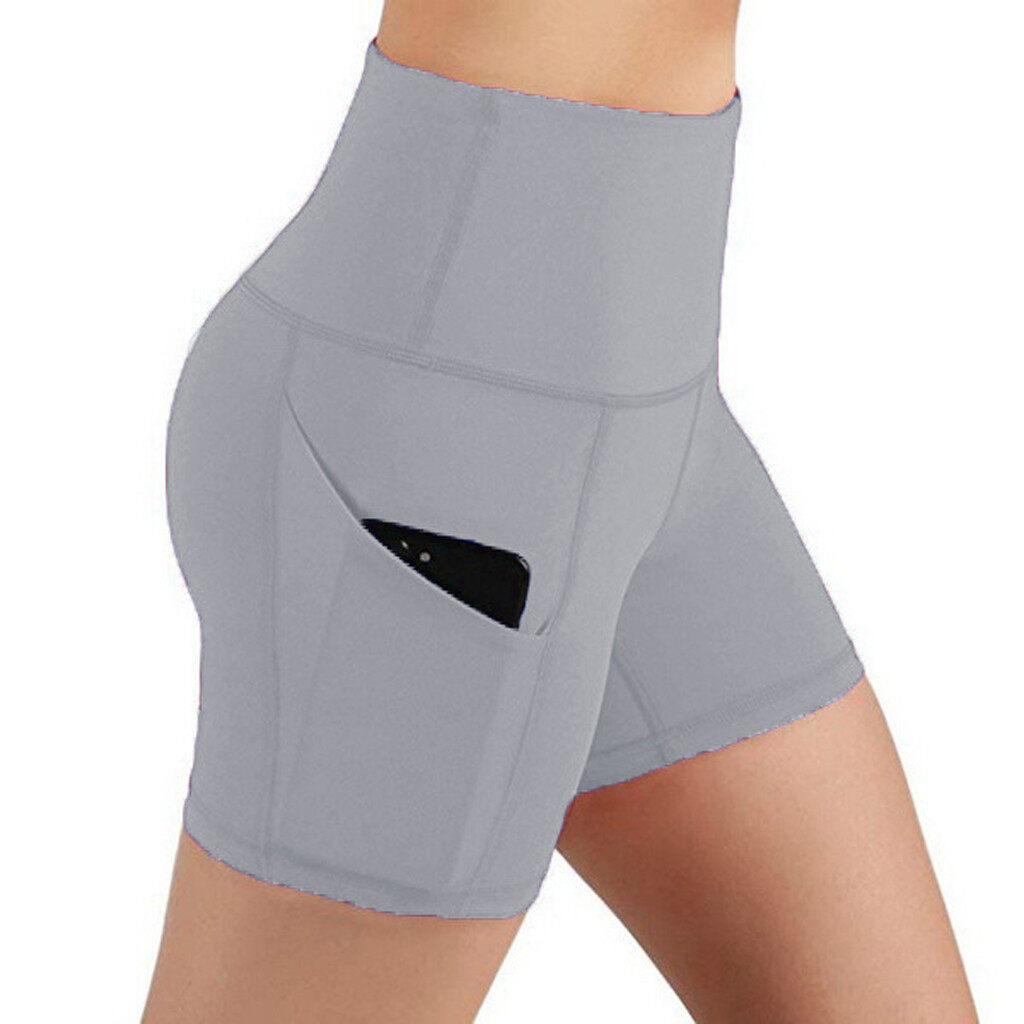 【NSK Sports】Yoga shorts,sports short for women,quick-drying sports shorts Lady Solid Pocket High-waist Hip Stretch Underpants Running Fitness Yoga Shorts,Red,Navy,Blue,Gray,Dark Gray,Black,Silver,S/M/