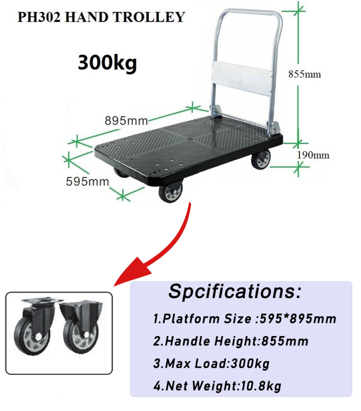{SG In-Stock}Hand Trolley Loading Weight 300kg Foldable Trolley / Hand Truck {Black Colour ) Installed Trolley / Top Quality / Fast Delivery