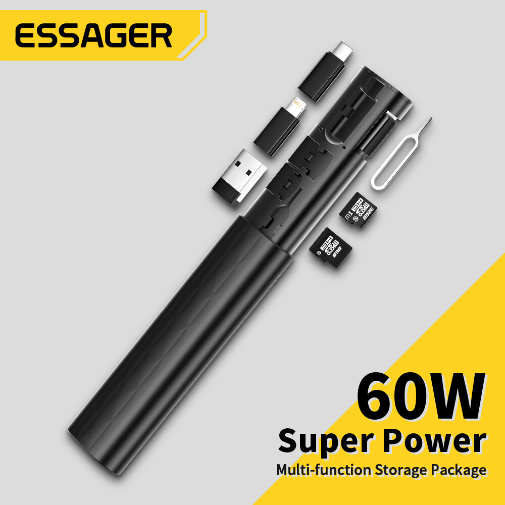 Essager USB C cable 60W C-type cable quick charging charger multifunction digital storage adapter data cable USB box  iP 13 12 USB charger