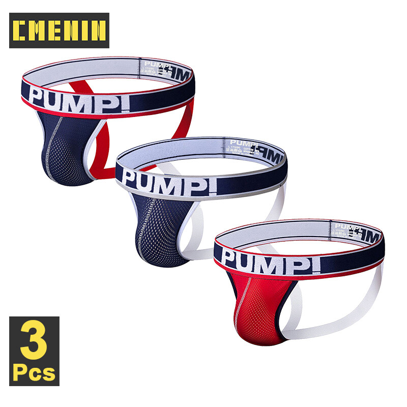 PUMP 3Pcs Mesh Camouflage Modal Sexy Men Underwear Thong Mens Jockstrap High Quality Thongs Jockstrap Men And G strings Lingeries CMENIN Comfort Dot Innerwear H388