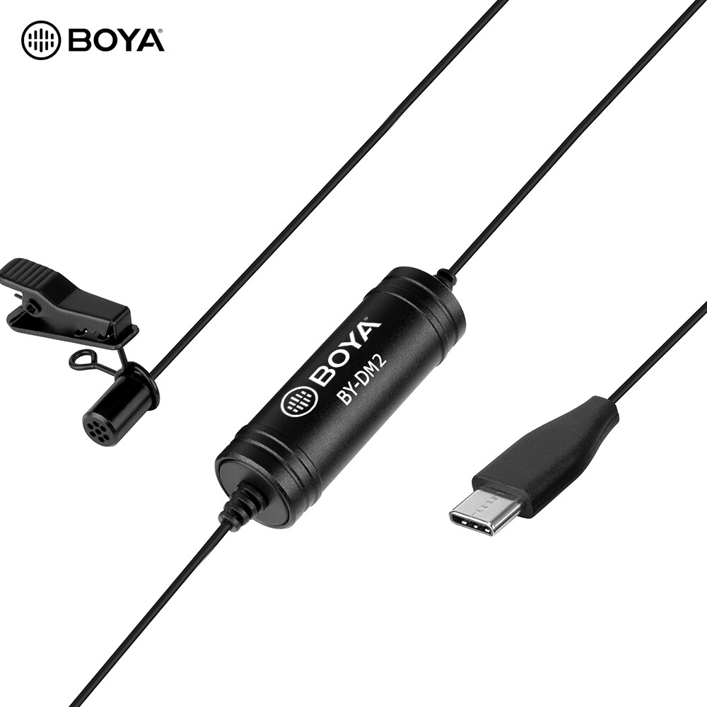 BOYA BY-DM2 Omni-directional Digital Lavalier Microphone Clip-on Video Recording Mic with Type-C for Android Devices
