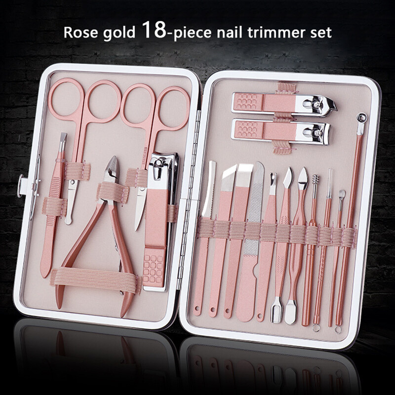 BEAUTYBIGBANG Set Manicure Set, Professional Nail Clippers Kit Pedicure Care Tools, Stainless Steel Grooming Tools with Travel Case for Travel &Home