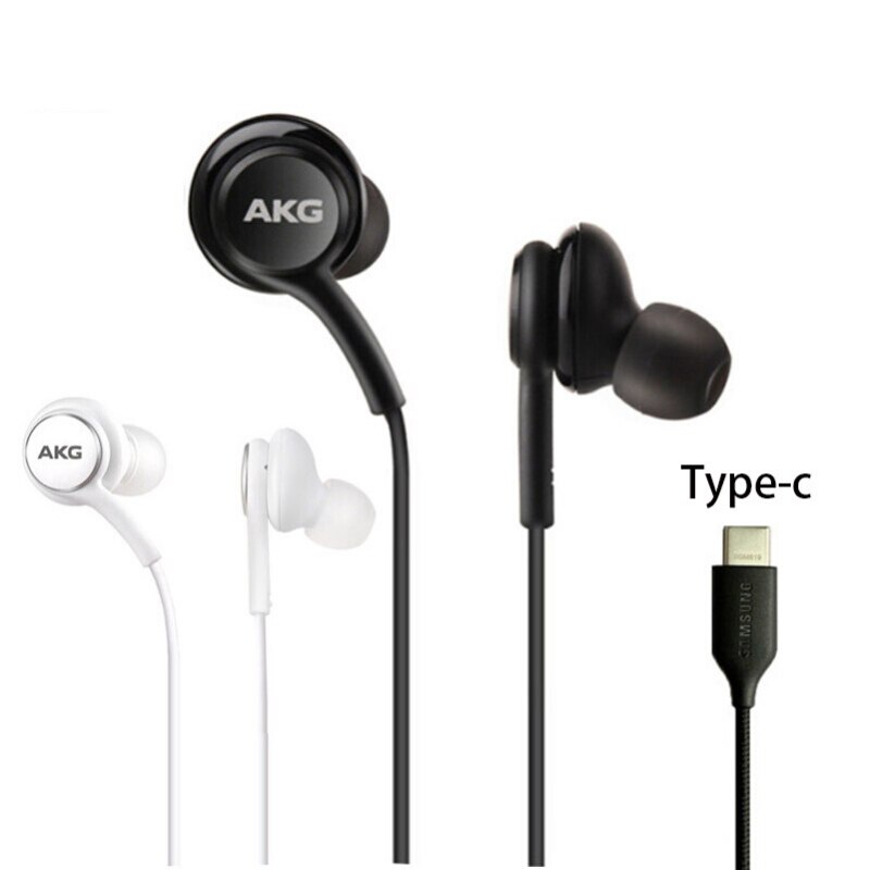 Samsung AKG Earphones USB C Connection / Wired Headsets In-Ear Headphones Earpiece (Black / White)