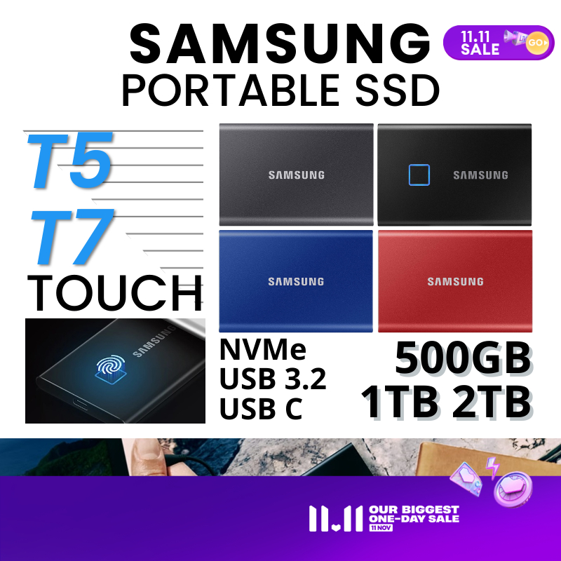 Best Price! Samsung T5 / T7 /T7 Touch External Portable SSD (500GB / 1TB / 2TB)